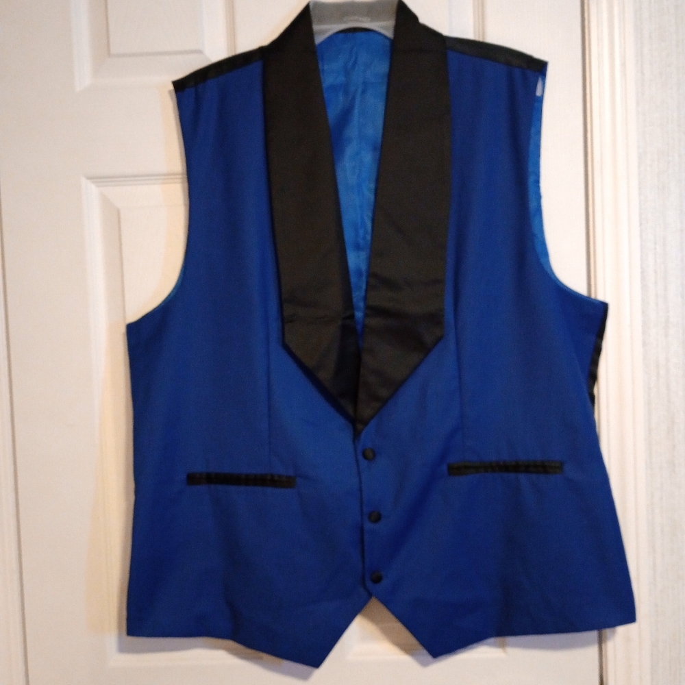 Coofandy Men's Size XXL Single Breasted Vest Blue Black Tie 3 Button Wedding LNC